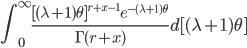 \int^\infty_0 \frac{[(\lambda+1)\theta]^{r+x-1}e^{-(\lambda+1)\theta}}{\Gamma(r+x)} d[(\lambda+1)\theta]