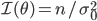 \calI(\theta)=n/\sigma^2_0