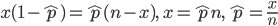 x(1- \hat{p}) =\hat{p}(n-x), \ x=\hat{p}n, \ \hat{p}=\frac{x}{n}